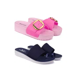 BERSACHE Women Set Of 2 Open Toe Flats & Sliders-picture-35