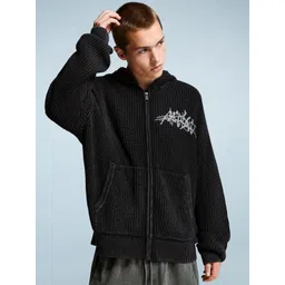 Bershka Men Typography Printed Sweatshirt with zip-picture-32