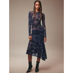 Bershka Women Floral Printed A-Line Midi Asymmetric Skirts-picture-36