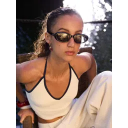 Bershka Women Halter Neck Self Design Fitted Top-picture-12