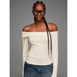 Bershka Women Solid Off-Shoulder Long Sleeves Pullover Sweater-picture-29