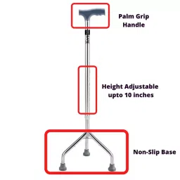 Besafe Forever Adult Walking Stick with 3 Leg Base Support for Old Age People, Aluminum, Grey image 3