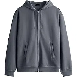 besick Plain Winter Wear Cotton Oversized Baggy Drop Shoulder Hooded Neck Zip Up Zipper for Men and Women-picture-17