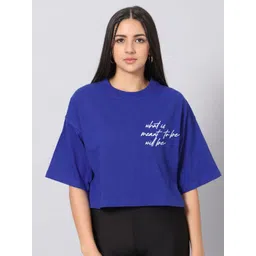 Besick Typography Printed Drop-Shoulder Sleeves Crop T-shirt-picture-16