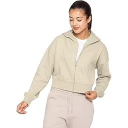 besick Winter Wear Cotton Oversized Baggy Plain Drop Shoulder Hooded Neck Zip Up Crop Zipper For Women-picture-34