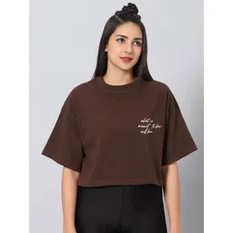 Besick Women Typography Printed Round Neck Short Sleeves Cotton T-shirt-picture-22