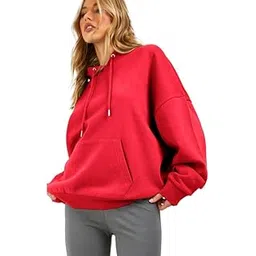 Trendy Winter wear Solid Cotton Blend Full Sleeves Oversized Hoodies for Women-image-5