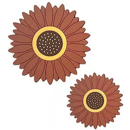 besillia Sunflower Table Mat Cup Mat Bowl Mat Anti-Scalding Silicone Placemat in 2 Size (15cm, 10cm)Brown Trivet-picture-13