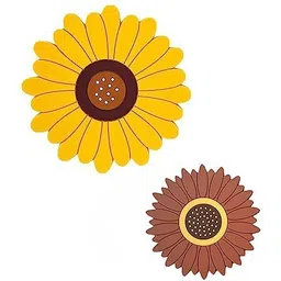 besillia Sunflower Table Mat Cup Mat Bowl Mat Anti-Scalding Silicone Placemat in 2 Size (15cm, 10cm)Random Trivet-picture-11