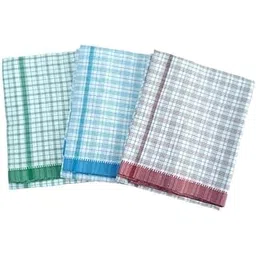 Best Buy Handloom Cotton White with Checks Lungies for Men, Size-2.25 Meters “Pack of 2”-picture-16