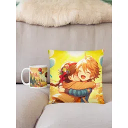 bettergiftflowers Printed Yellow & Green Prefilled Cushions With Printed Mug-picture-16