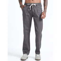 BEVDAAS Men Comfort Pleated Relaxed Fit Mid-Rise Stretchable Trouser-image-9