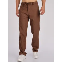 BEVDAAS Men Comfort Relaxed Fit Mid-Rise Trousers-image-3