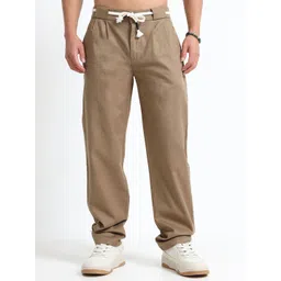 BEVDAAS Men Mid-Rise Relaxed Easy Wash Pleated Trousers-image-0