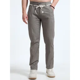 BEVDAAS Men Solid Relaxed Fit Mid-Rise Casual Linen Regular Trouser-image-39