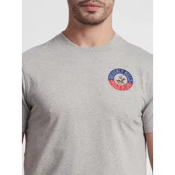 Beverly Hills Polo Club Grey Melange Regular Fit Pure Cotton Crew T-Shirt image 4