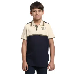Beverly Hills Polo Club Kids Beige & Navy Color Block Polo T-Shirt-picture-40