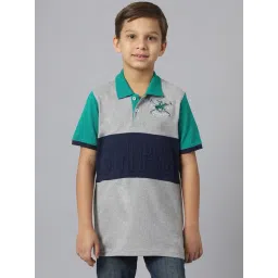 Beverly Hills Polo Club Kids Grey & Navy Printed Polo T-Shirt-picture-14