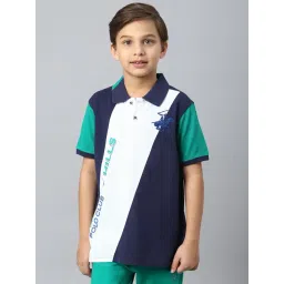 Beverly Hills Polo Club Kids Navy & White Color Block Polo T-Shirt-picture-12