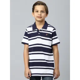 Beverly Hills Polo Club Kids Navy & White Striped Polo T-Shirt-picture-33