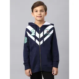 Beverly Hills Polo Club Kids Navy Color Block Full Sleeves Hoodie-picture-40