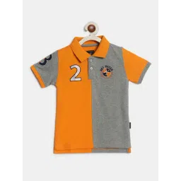 Beverly Hills Polo Club Kids Orange & Grey Color Block Polo T-Shirt-picture-39
