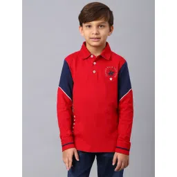 Beverly Hills Polo Club Kids Red & Navy Color Block Full Sleeves Polo T-Shirt-picture-20