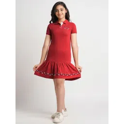 Beverly Hills Polo Club Kids Red Solid Polo Dress-picture-23