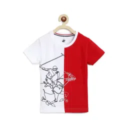 Beverly Hills Polo Club Kids White & Red Cotton Color Block T-Shirt-picture-20