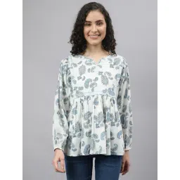 Beverly Hills Polo Club Off-White Cotton Printed Top-picture-17