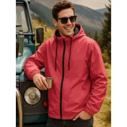 Bewakoof Air 1.0 Men's Red Oversized Hooded Windcheater Jacket-picture-16