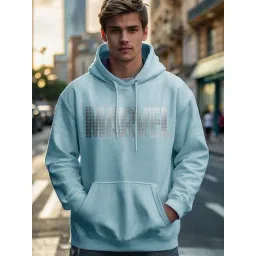 Bewakoof Ashley Blue Fleece Printed Relaxed Fit Hoodie-picture-45