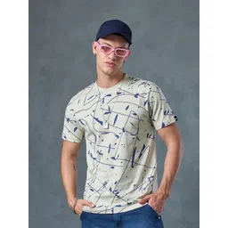 Bewakoof Beige Abstract Printed Round Neck Short Sleeves Cotton Regular T-shirt-picture-35