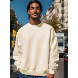 Bewakoof Beige Relaxed Fit Solid Oversized Sweatshirt-picture-37