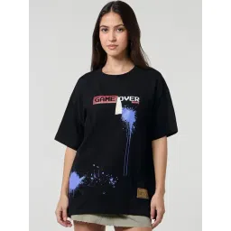 Bewakoof Black Cotton Graphic T-Shirt-picture-20