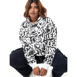Bewakoof Black Print Oversized Plus Size Hoodie-picture-30