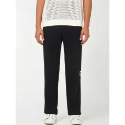 Bewakoof Black Relaxed Fit Self Pattern Trackpants-picture-28