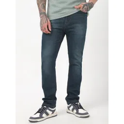 Bewakoof Blue Blended Slim Straight Fit Solid Jeans-picture-29