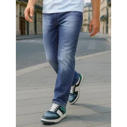 Bewakoof Blue Blended Slim Straight Fit Solid Jeans-picture-27