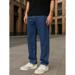 Bewakoof Blue Blended Straight Fit Solid Stretchable Jeans-picture-25