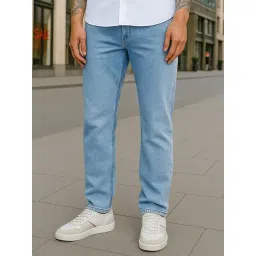 Bewakoof Blue Blended Straight Fit Solid Stretchable Jeans-picture-22