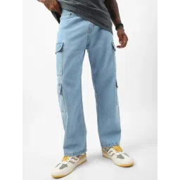Bewakoof Blue Cotton Baggy Fit Solid Jeans-picture-24