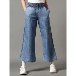 Bewakoof Blue Cotton Flared Fit Trousers-picture-16