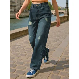 Bewakoof Blue Cotton Straight Fit Jeans-picture-42