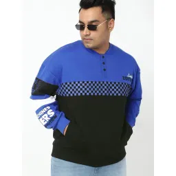 Bewakoof Blue Lolite-Jet Black-Bright White Printed Relaxed Fit Sweatshirt-picture-24
