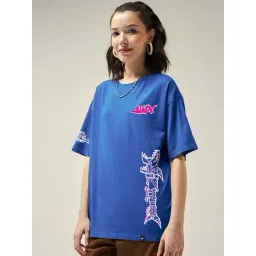 Bewakoof Blue Oversized Graphic T-Shirt-picture-47
