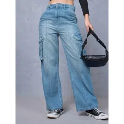 Bewakoof Blue Straight Fit High Rise Jeans-picture-32