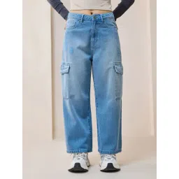 Bewakoof Blue Straight Fit High Rise Jeans-picture-33