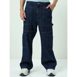 Bewakoof Blue Straight Fit Solid Carpenter Jeans-picture-19