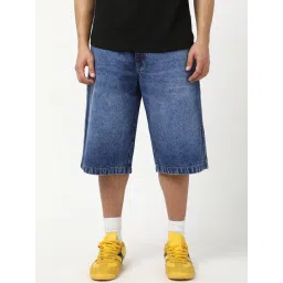 Bewakoof Blue Straight Fit Solid Shorts-picture-10